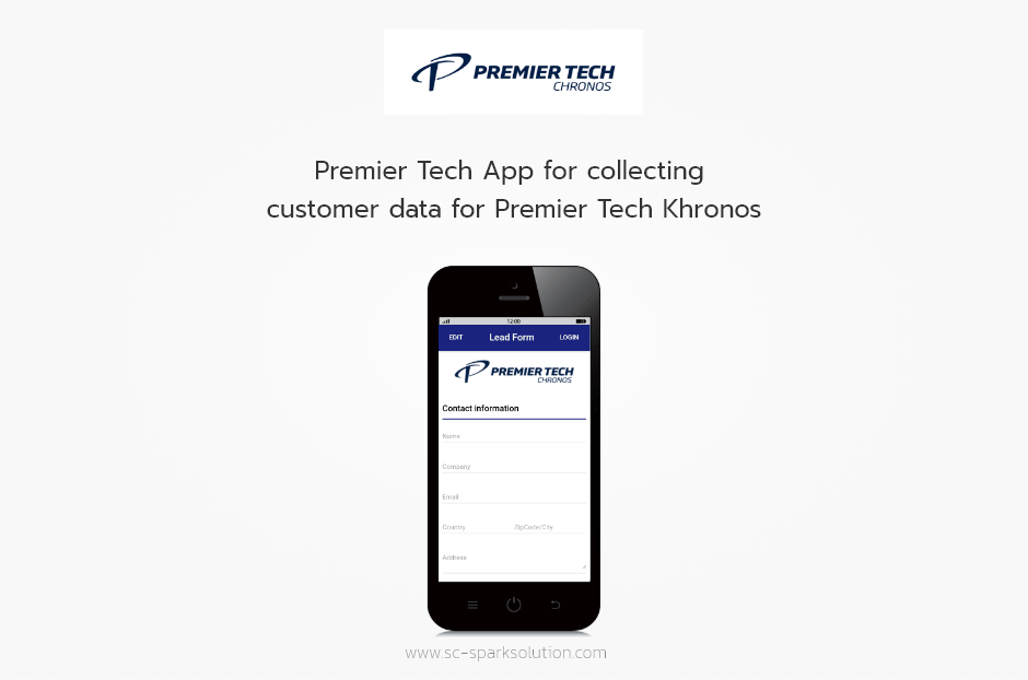 Premier Tech App App for collecting customer data for Premier Tech Khronos